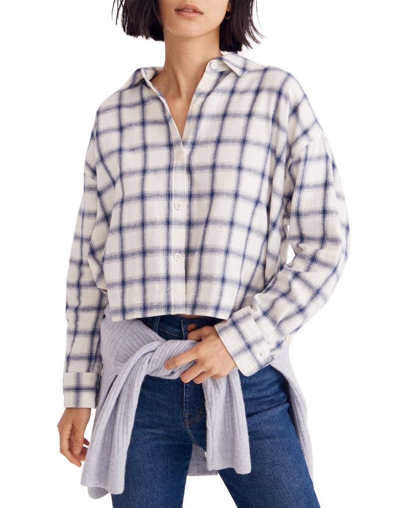 Hartfield Windowpane Flannel Crop Shirt
