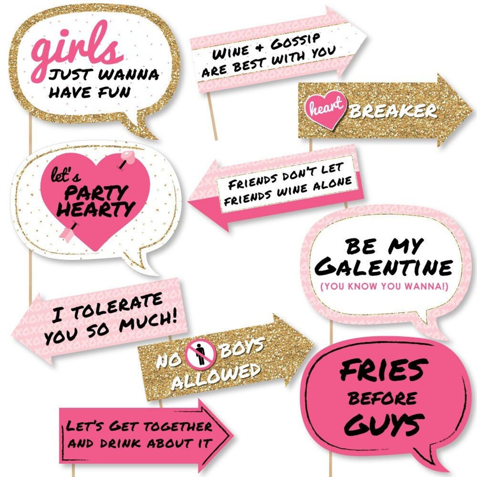 Galentine's Day Party Photo Booth Prop Kit 