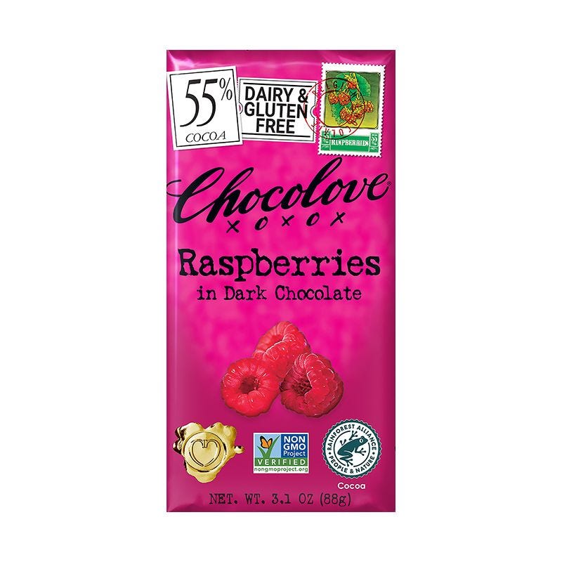 Raspberries in Dark Chocolate Bar (Pack of 12)