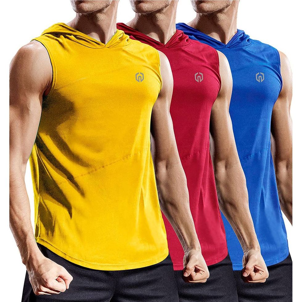 Workout Athletic Gym Muscle Hooded Tank Top (Pack of 3)