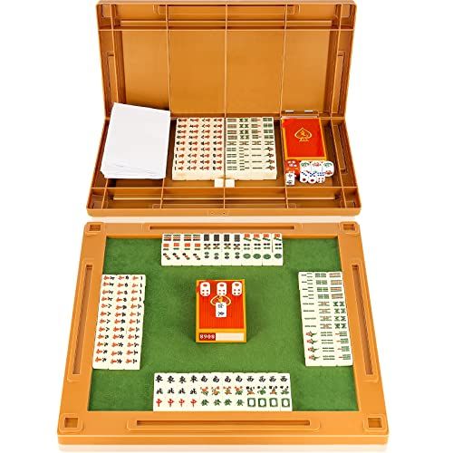 Ivory Color Mahjong Tiles Game Set with Numbers and English Instruction