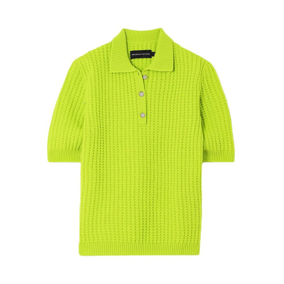 Radlie Neon Pointelle-Knit Wool Polo Shirt