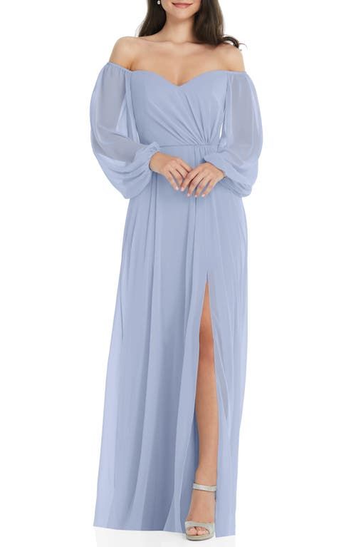 Dessy Collection Long Sleeve Long Sleeve Chiffon Dress in Sky Blue at Nordstrom, Size 16