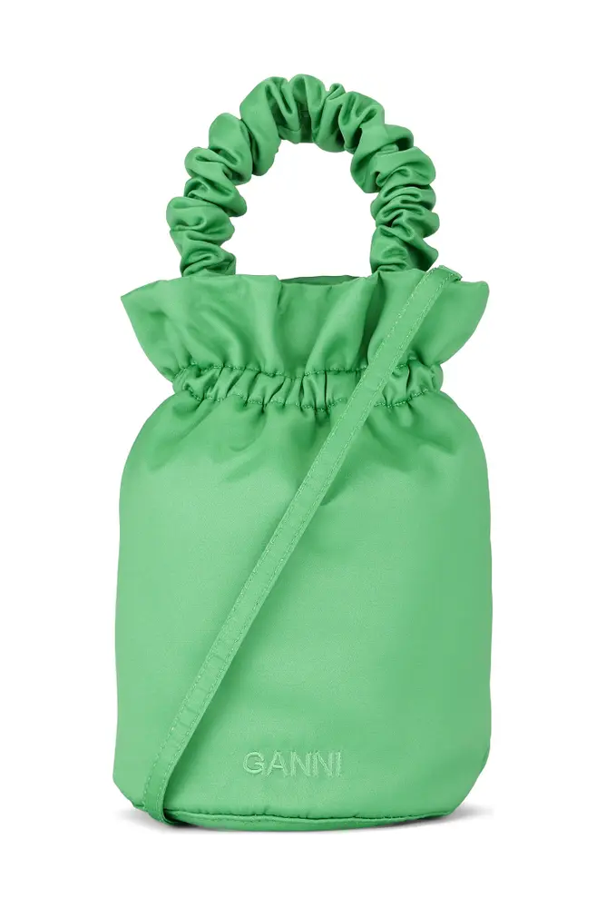 Ganni Ruched Top-Handle Bag