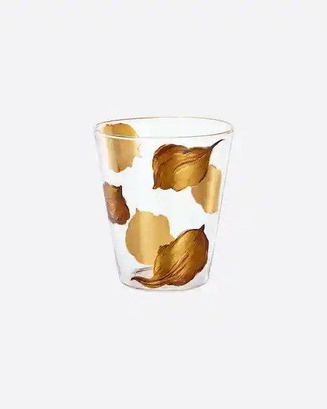 Water Glass Gold-Tone Cannage & Roses