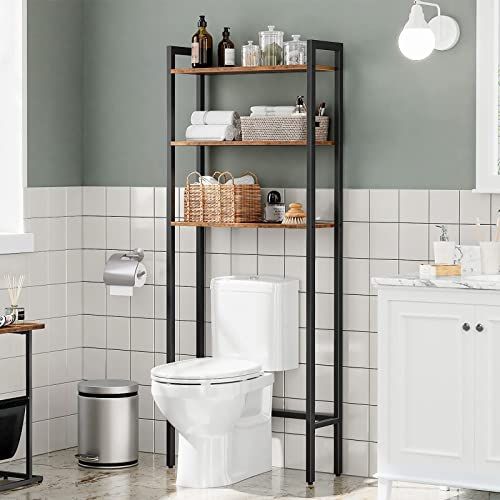  ALLZONE Bathroom Organizer, Over The Toilet Storage, 4-Tier  Adjustable Shelves for Small Room, Saver Space, 92 to 116 Inch Tall, Black  : Home & Kitchen