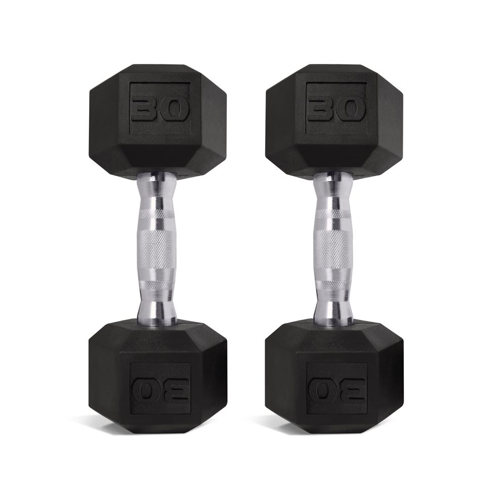 30lb Coated Rubber Hex Dumbbell