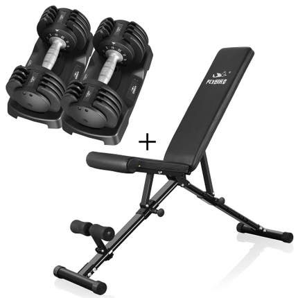 Foldable metal on sale workout bench and 25lbs Weights