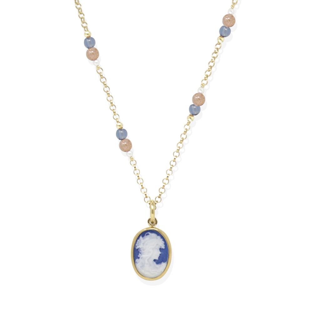 Little Lovelies Gold-Plated Blue Cameo Necklace