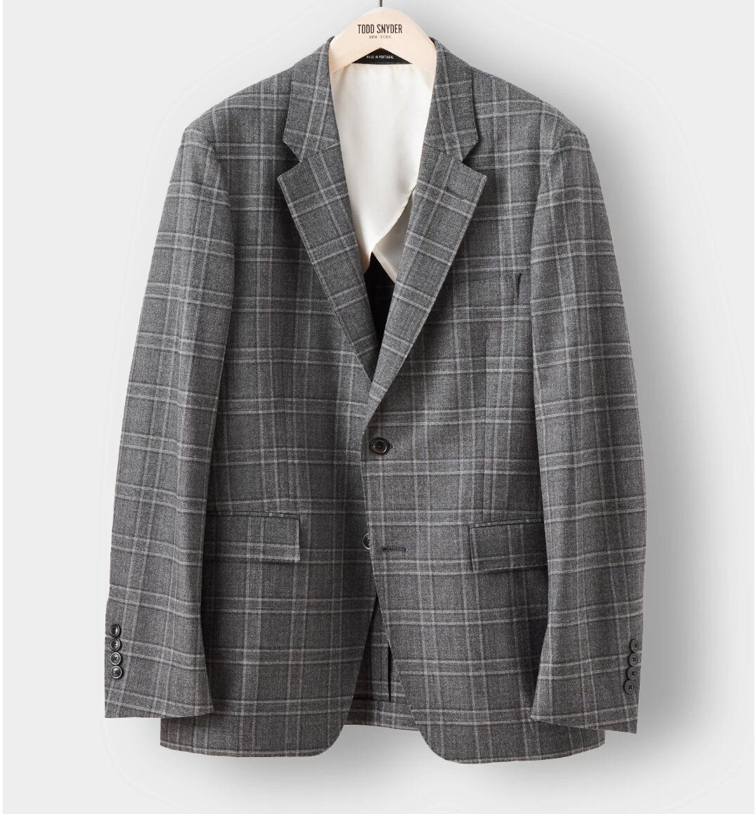 Sutton Italian Wool Suit Jacket in Glen Check Charcoal