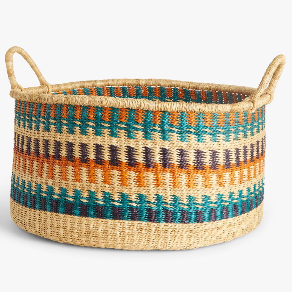 Extra Large Round Basket with Handles, Multi