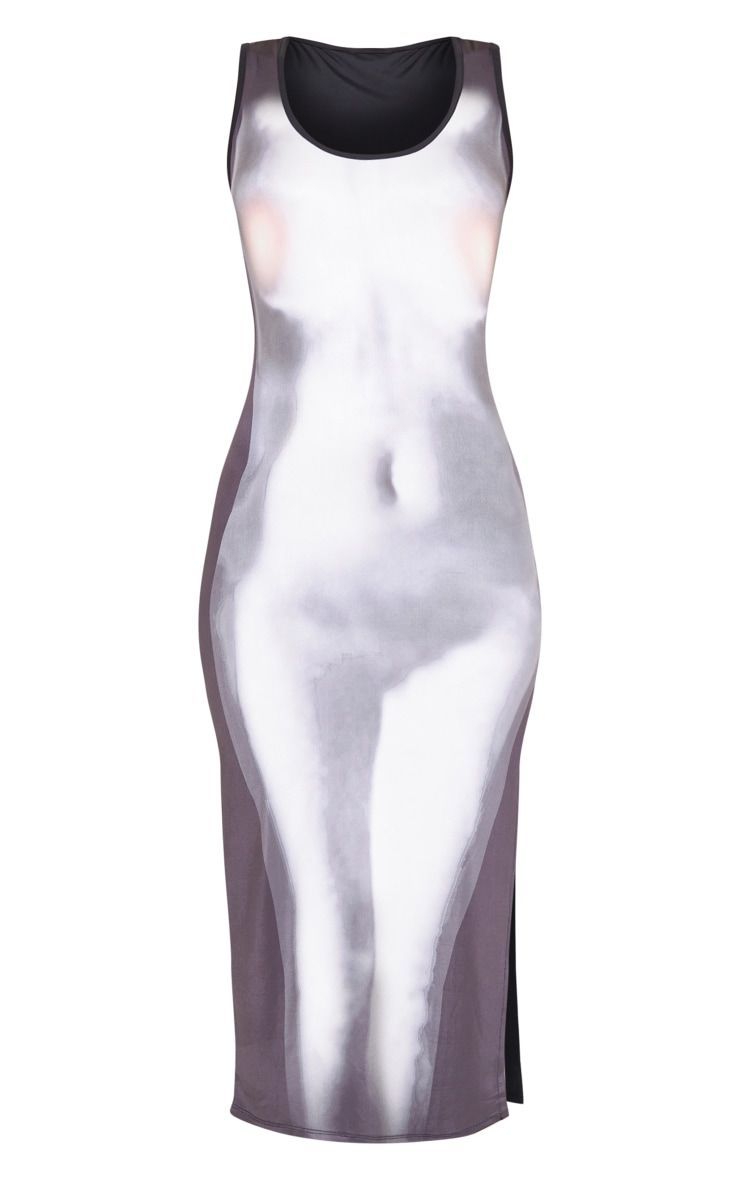 Multi Body Print Sleeveless Midaxi Dress