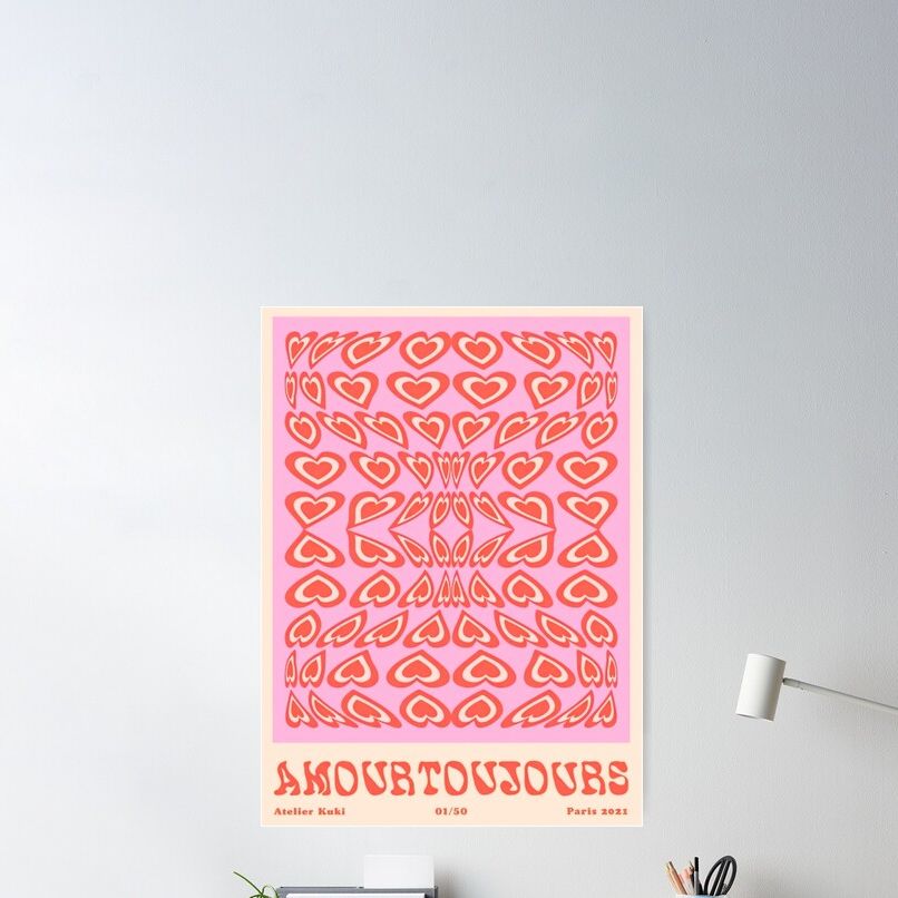 Vintage Pink Hearth Abstract Poster
