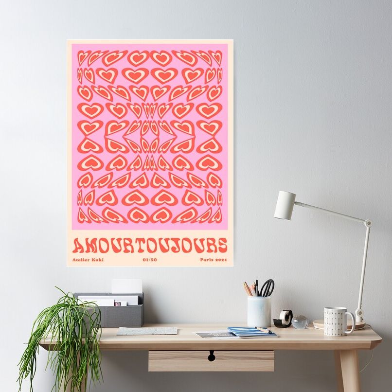 Vintage Pink Hearth Abstract Poster