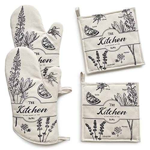 ELIELIM Oven Mitt Set with Pot Holders 