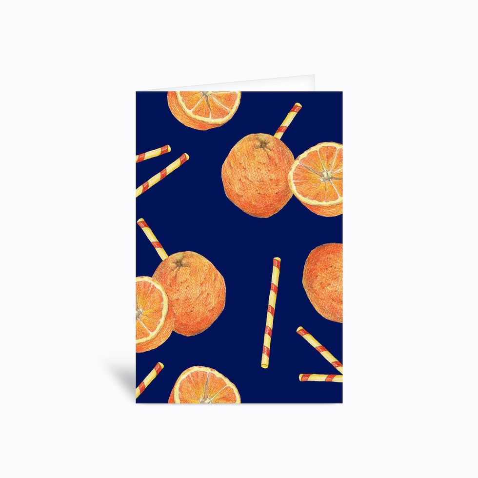 Orange Juice Blue Greetings Card