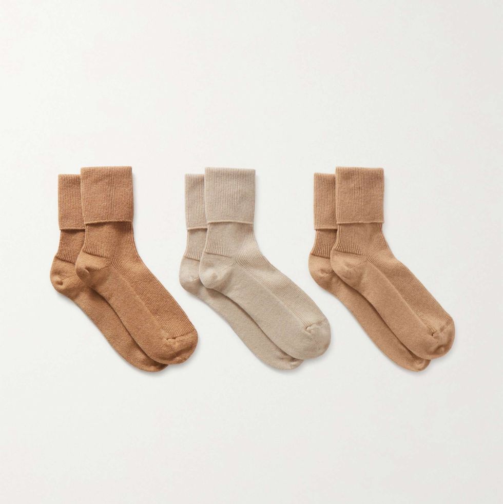 Set of Three Ribbed Cashmere-Blend Socks