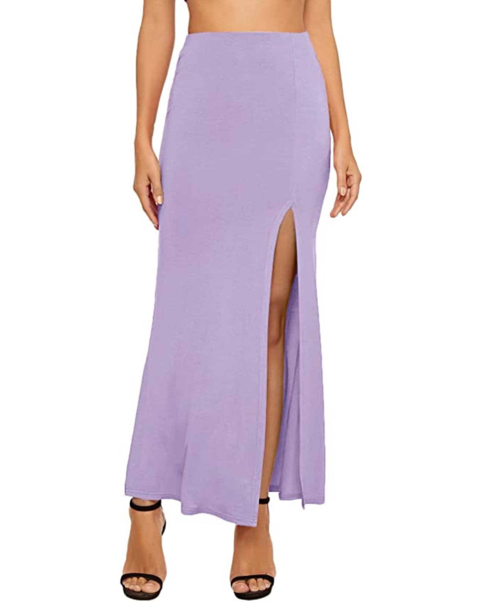 Maxi skirt split at the hips with a high waist