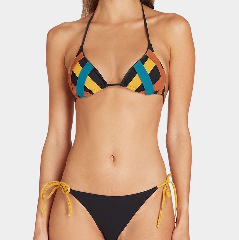 Trendy Reversible Neoprene Crochet Banded Triangle Bikini Set - Yellow –  Trendy & Unique