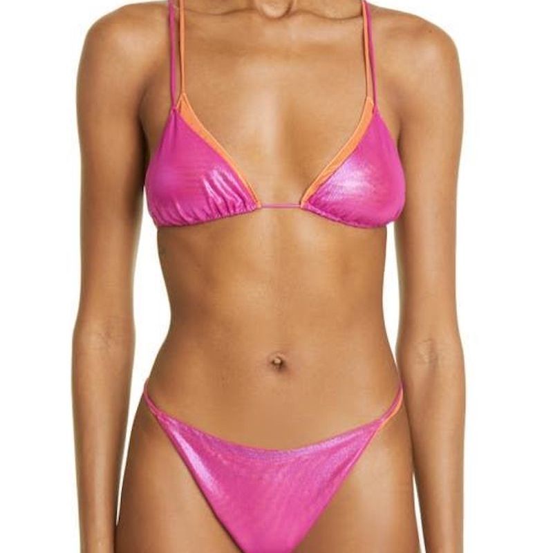 Layered Lamé Two-Piece Swimsuit