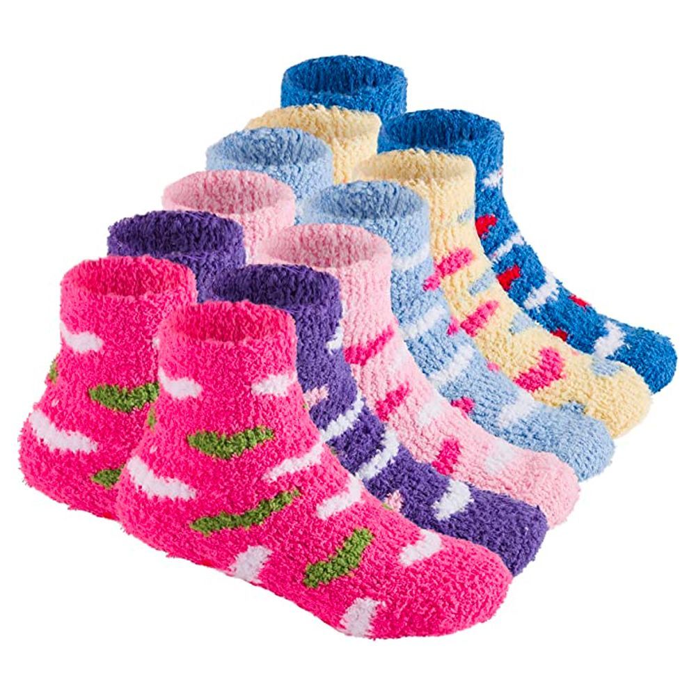 Warm Fuzzy Socks for Kids, With Grippers (6 Pairs)