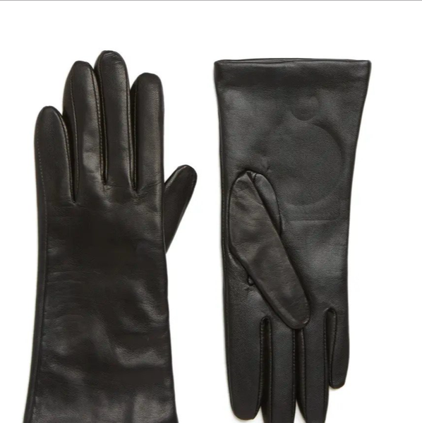 Black Lambskin and Imitation Pearl Fingerless Gloves 7.5, 2020