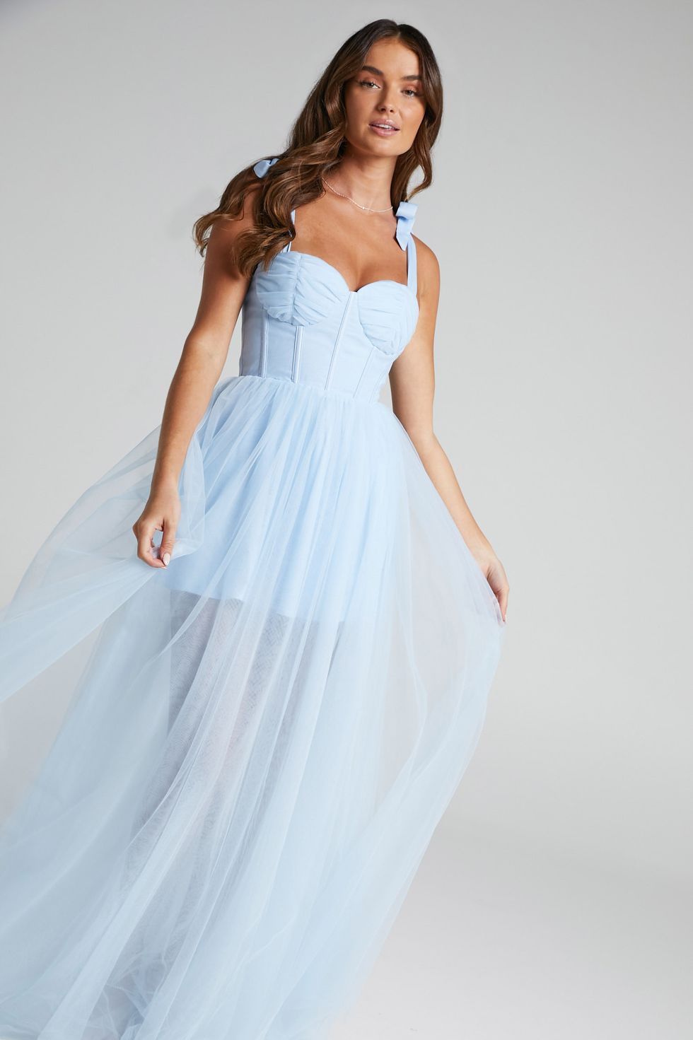 Emmary Bustier Bodice Tulle Gown