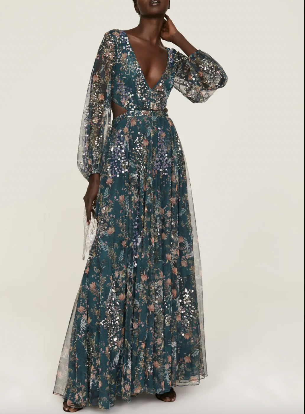 Ieena for Mac Duggal Blue Floral Dress