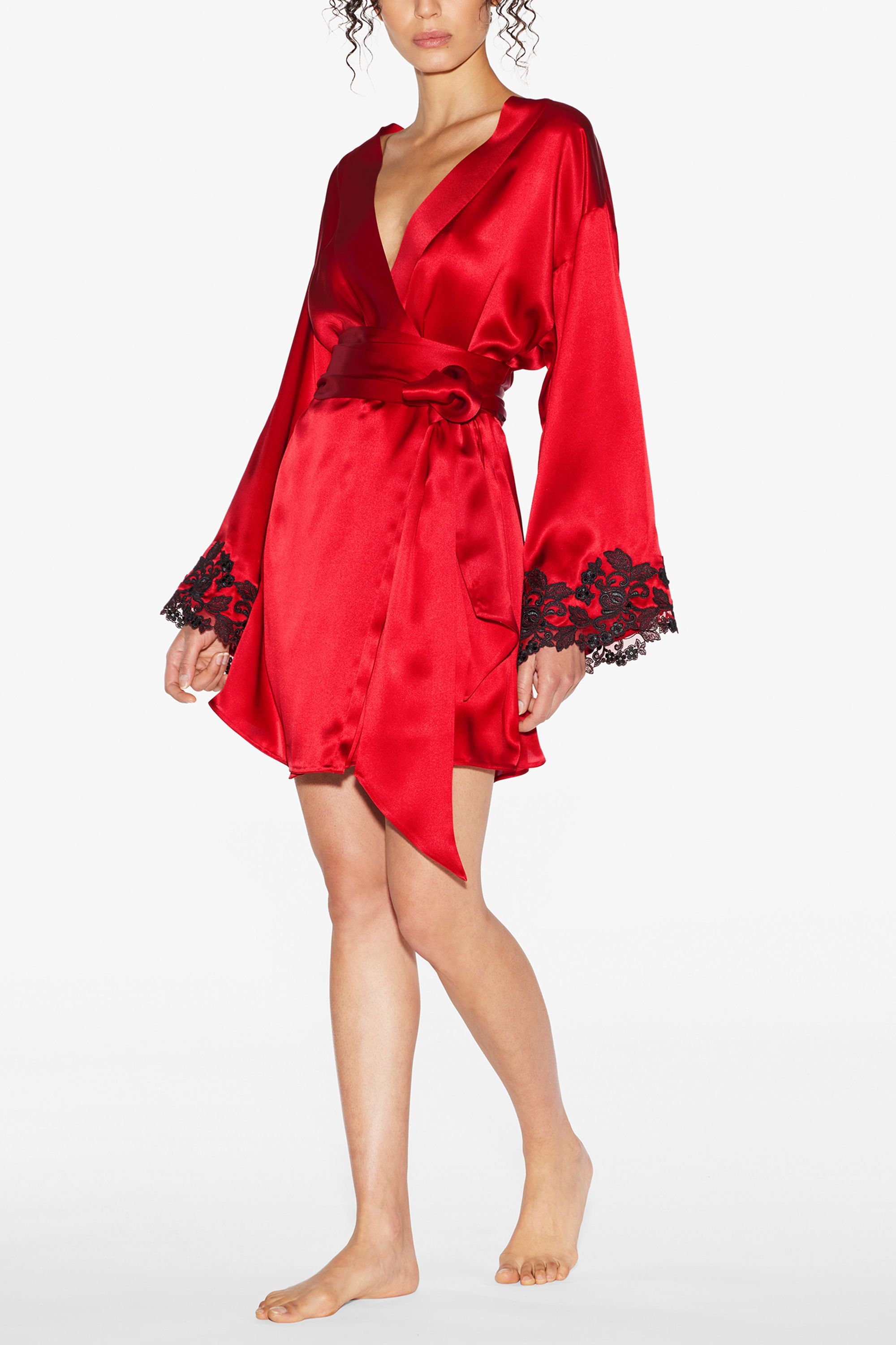 Red hot sale silk robe