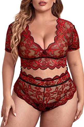 Red Seduction Satin Lingerie Set - Glow In The Dark Store