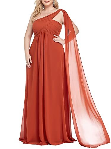 One-Shoulder Plus Size A-Line Ribbon Long Prom Gown