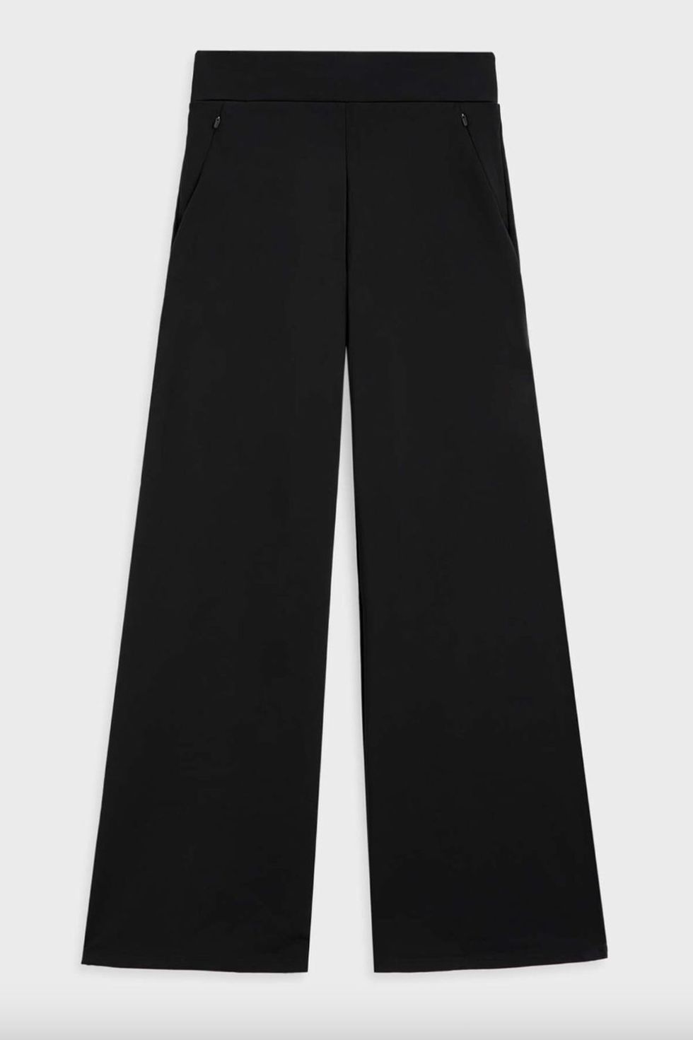 Pantalones anchos negros para mujer, pantalón de punto de cintura