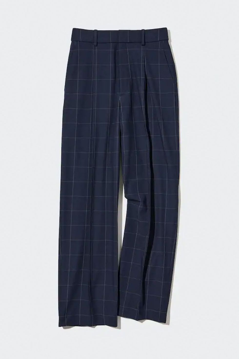 Pantalones azul marino con estampado de cuadros
