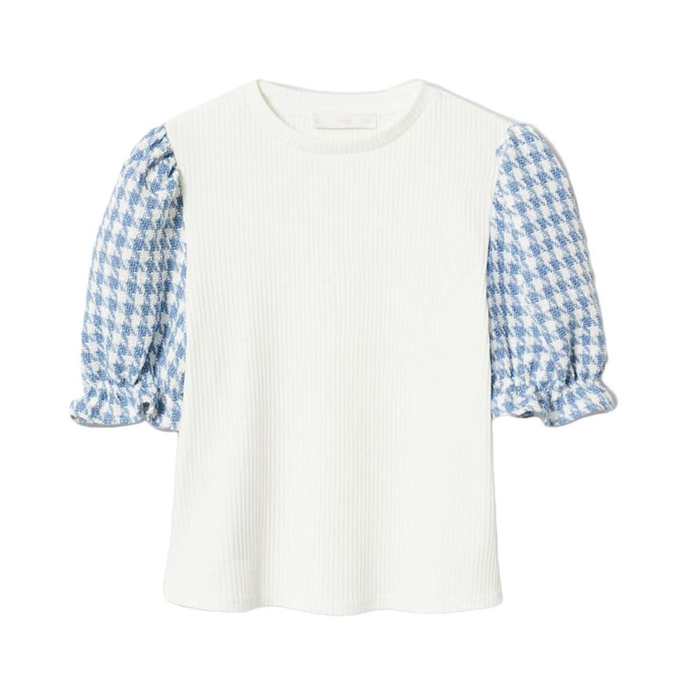 Puffed Sleeves Ribbed T-Shirt