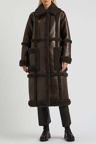 Patrice panelled faux shearling coat