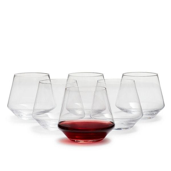 BENETI German Made Stemless Wine Glasses Set 4 | Premium 17oz Stemless Wine Glass | Crystal Glass Cups for Red & White Wine, Modern Durable Drinking