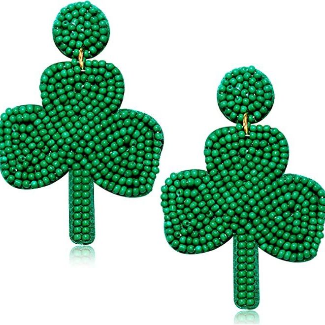 St. Patrick's Day Green Wooden Print Earrings Gift For - Temu