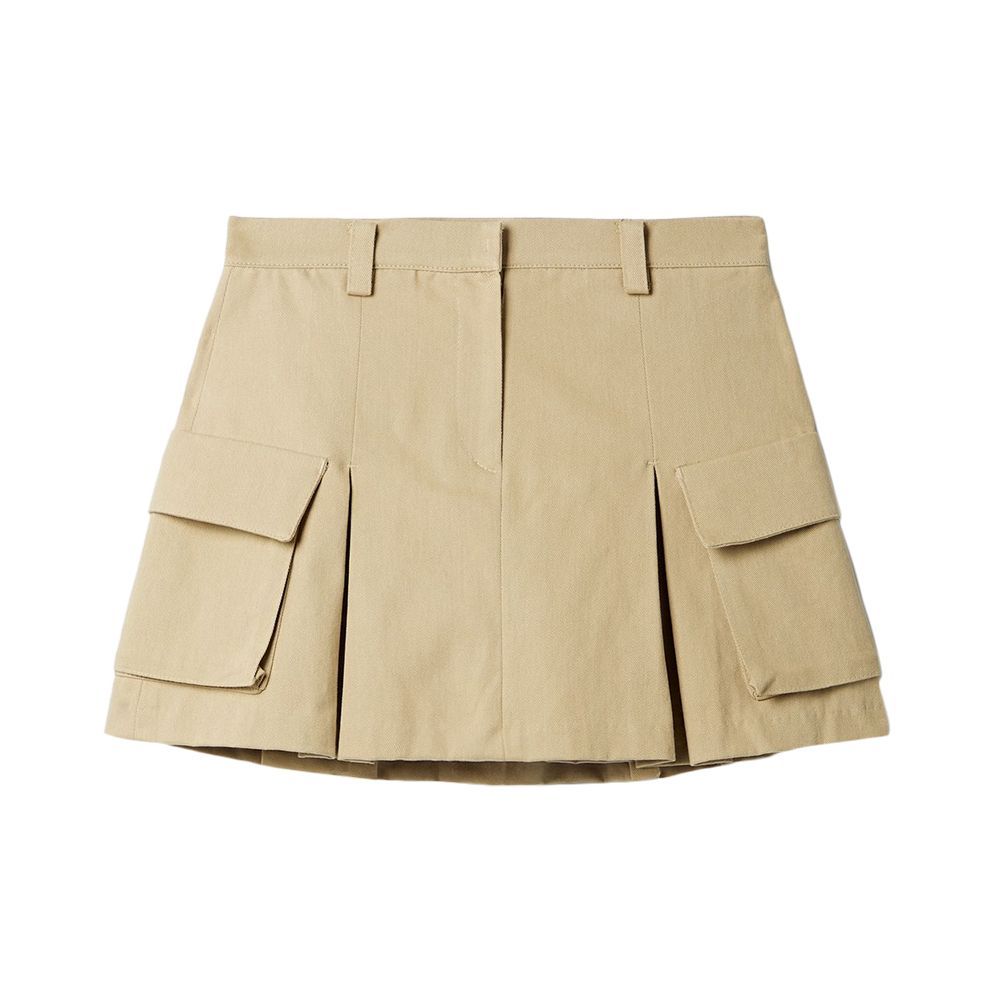 Audrey Pleated Cotton-Twill Mini Skirt