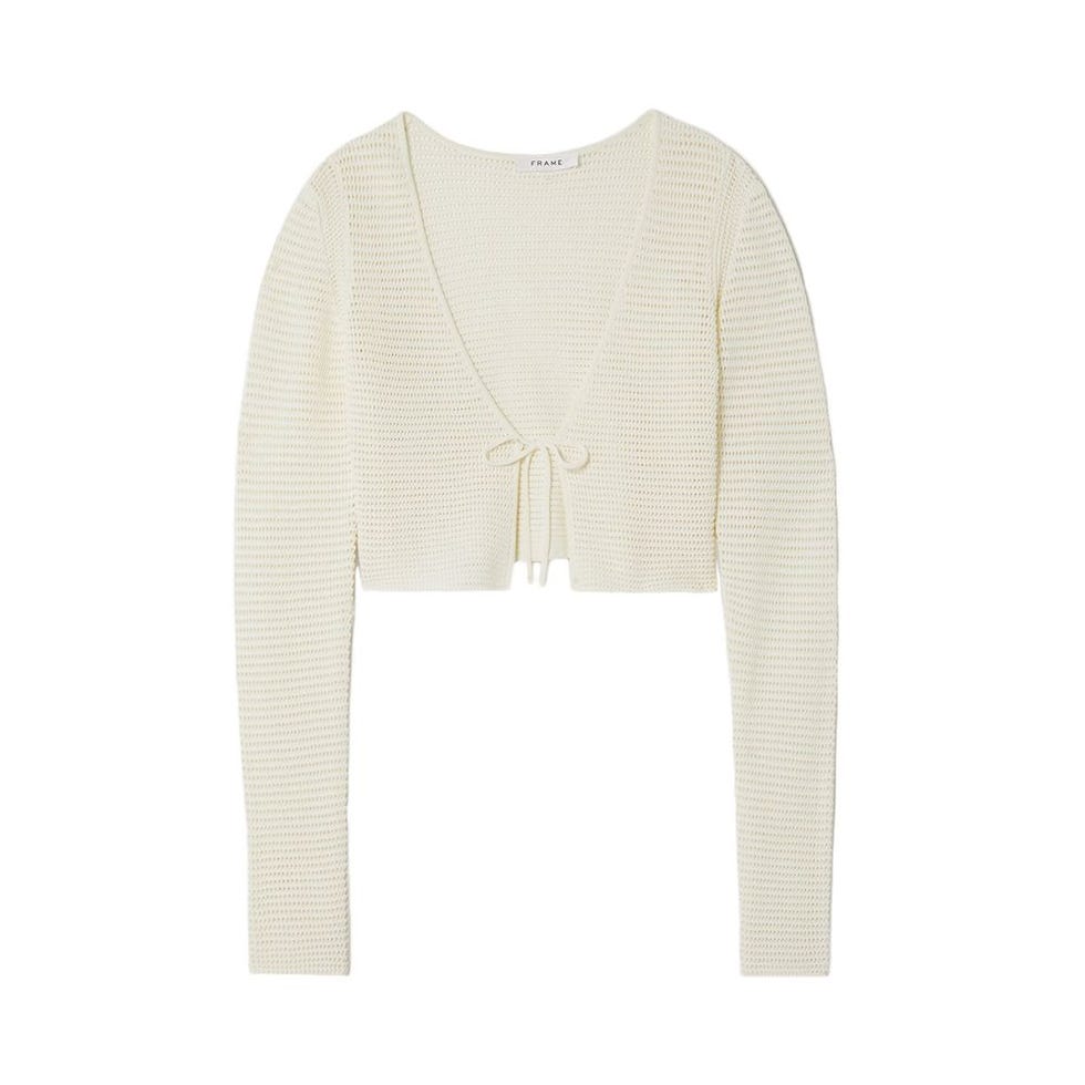 Cropped Crochet-Knit Cardigan