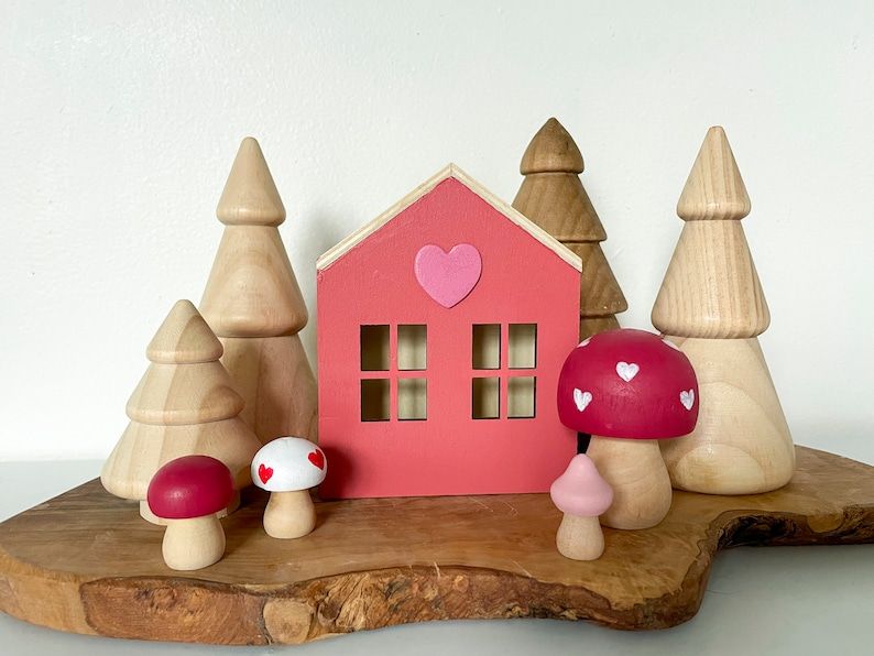 Valentine’s Day Wooden Mushrooms