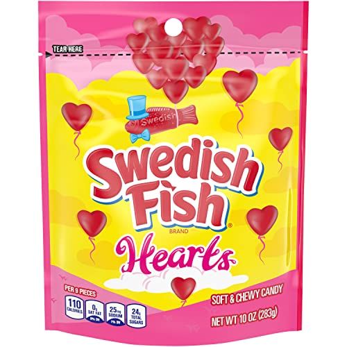 Swedish Fish Valentine Candy Hearts, 6-Pack