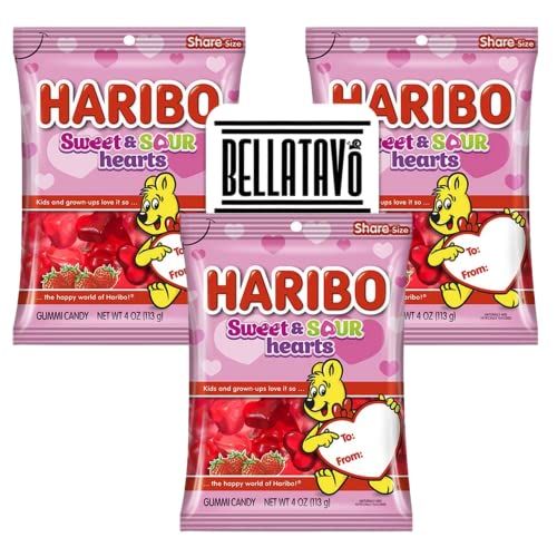 Haribo Sweet and Sour Gummy Hearts, 3-Pack