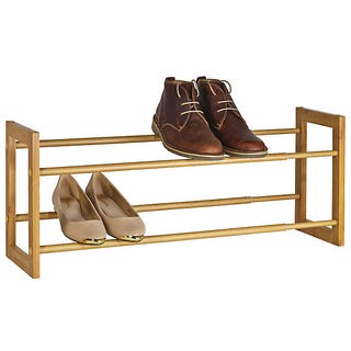 Extending and Stackable Steel Shoe Rack Wood-effect