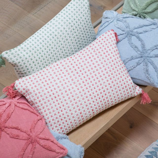 Amabella Woven Cushion in Coral