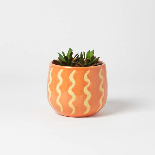 Pegi Textured Glaze Orange Ceramic Plant Pot