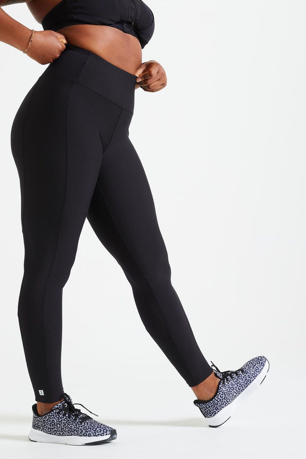 Black Ribbed High Waisted Fitness Leggings Femininas Inner Pocket
