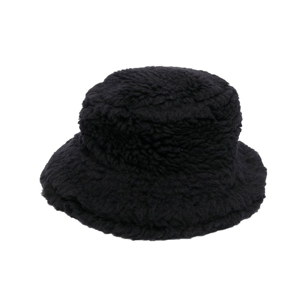 Black Faux-Shearling Bucket Hat 