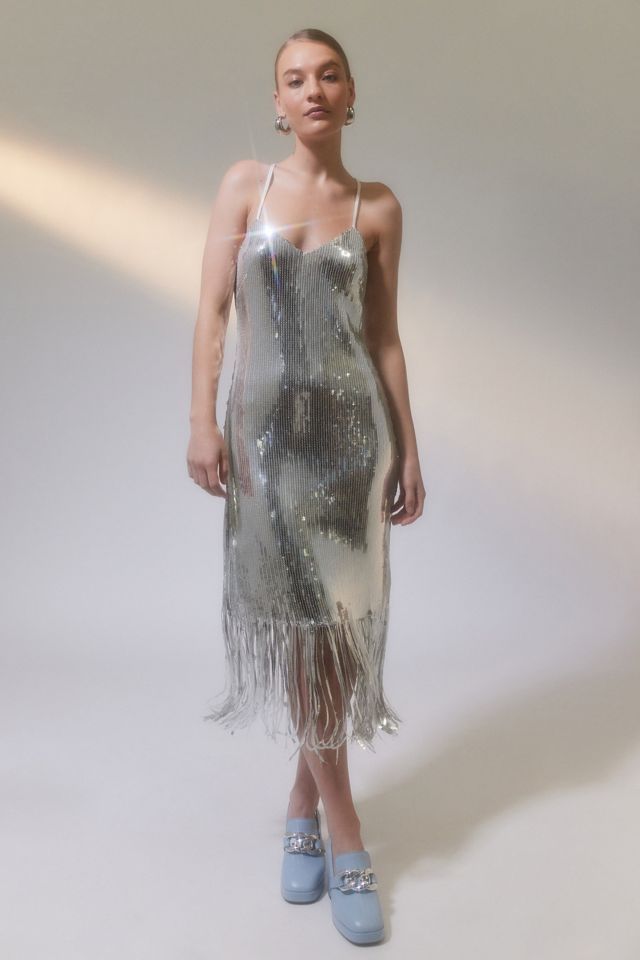 Glamorous Sequin Fringe Midi Dress