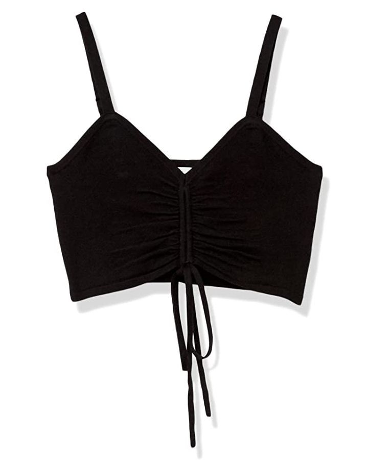 Black Thin Strap Stretch Camisole With Wrap Style Front: Women's Luxury  Camisoles