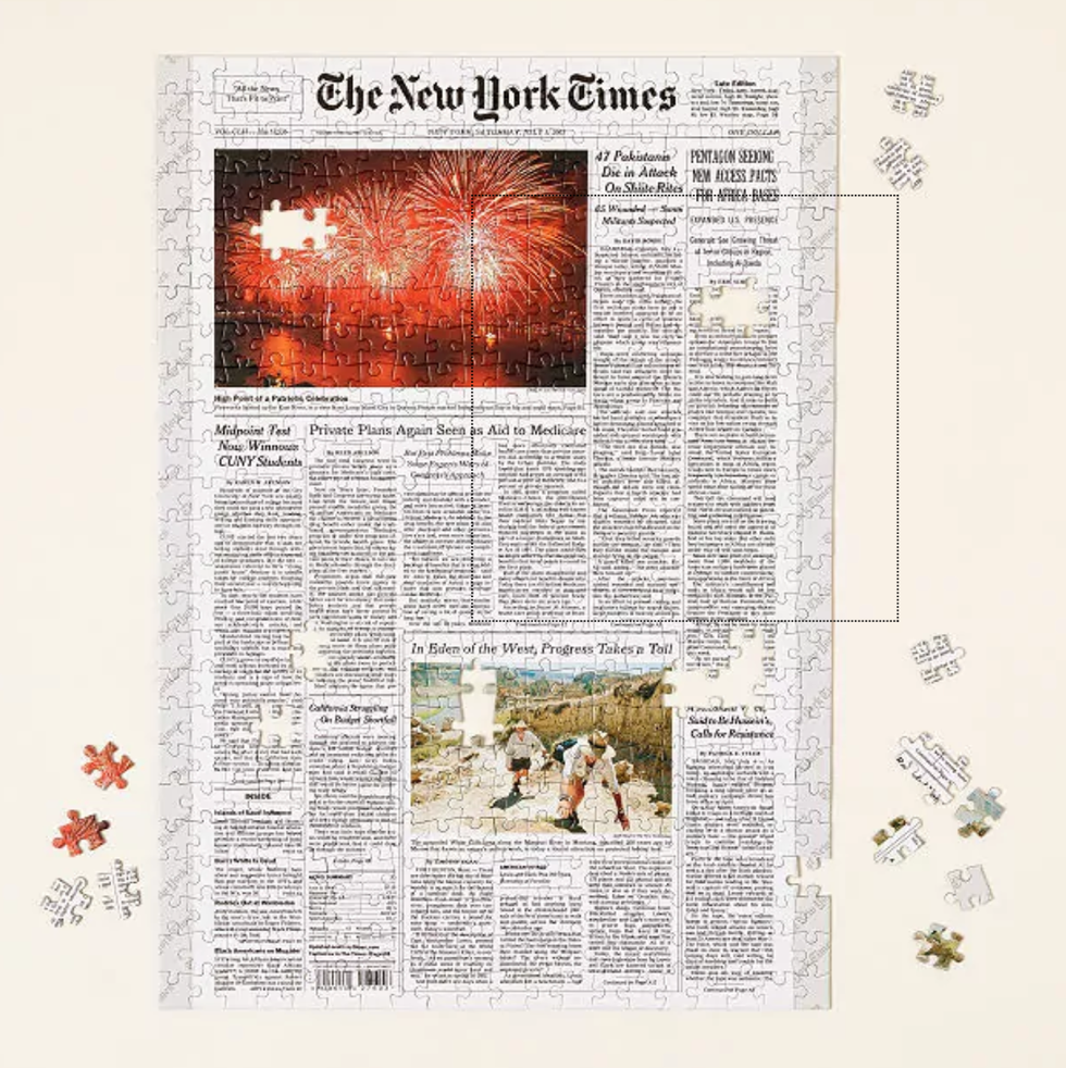 New York Times Custom Front Page Puzzle